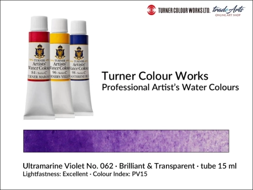 Turner Artists Watercolour Ultramarine Violet 062 15 ml, Turner Artists Watercolour farba akwarelowa Ultramarine Violet 062 tuba 15 ml, farba akwarelowa Ultramarine Violet 062 Turner Artists Watercolour, farby akwarelowe Turner, akwarele Turner Artists,