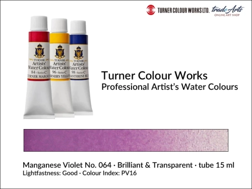 Turner Artists Watercolour Manganese Violet 064 15 ml, Turner Artists Watercolour farba akwarelowa Manganese Violet 064 tuba 15 ml, farba akwarelowa Cobalt Violet 063 Turner Artists Watercolour, farby akwarelowe Turner, akwarele Turner Artists, akwarela,