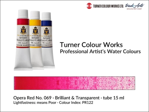Turner Artists Watercolour Opera Red 069 15 ml, Turner Artists Watercolour farba akwarelowa Opera Red 069 tuba 15 ml, farba akwarelowa Opera Red 069 Turner Artists Watercolour, farby akwarelowe Turner, akwarele Turner Artists, akwarela,