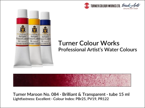 Turner Artists Watercolour Turner Maroon 084 15 ml, Turner Artists Watercolour farba akwarelowa Turner Maroon 084 tuba 15 ml, farba akwarelowa Turner Maroon 084 Turner Artists Watercolour, farby akwarelowe Turner, akwarele Turner Artists, akwarela,
