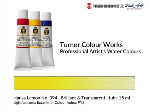 Turner Artists Watercolour Hansa Lemon 094 15 ml, Turner Artists Watercolour farba akwarelowa Hansa Lemon 094 tuba 15 ml, farba akwarelowa Hansa Lemon 094 Turner Artists Watercolour, farby akwarelowe Turner, akwarele Turner Artists, akwarela,