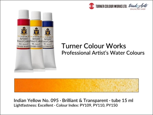 Turner Artists Watercolour Indian Yellow 095 15 ml, Turner Artists Watercolour farba akwarelowa Indian Yellow 095 tuba 15 ml, farba akwarelowa Indian Yellow 095 Turner Artists Watercolour, farby akwarelowe Turner, akwarele Turner Artists, akwarela,