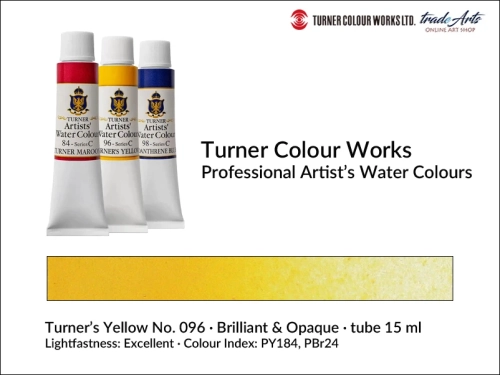 Turner Artists Watercolour Turner's Yellow 096 15 ml, Turner Artists Watercolour farba akwarelowa Turner's Yellow 096 tuba 15 ml, farba akwarelowa Turner's Yellow 096 Turner Artists Watercolour, farby akwarelowe Turner, akwarele Turner Artists, akwarela,