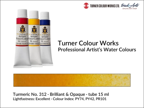 Turner Artists Watercolour Turmeric 312 15 ml, Turner Artists Watercolour farba akwarelowa Turmeric 312 tuba 15 ml, farba akwarelowa Turmeric 312 Turner Artists Watercolour, farby akwarelowe Turner, akwarele Turner Artists, akwarela,