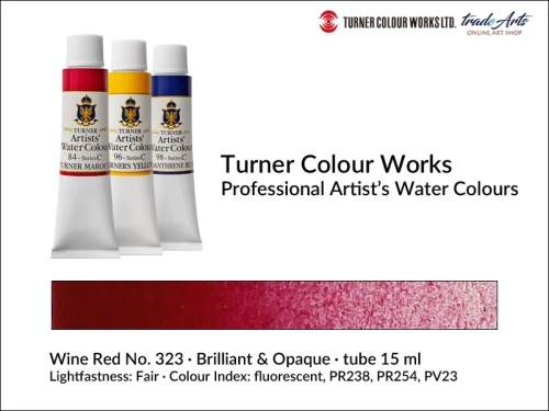 Turner Artists Watercolour Wine Red 323 15 ml, Turner Artists Watercolour farba akwarelowa Wine Red 323 tuba 15 ml, farba akwarelowa Wine Red 323 Turner Artists Watercolour, farby akwarelowe Turner, akwarele Turner Artists, akwarela,