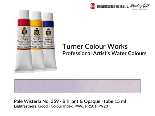 Turner Artists Watercolour Pale Wisteria 359 15 ml, Turner Artists Watercolour farba akwarelowa Pale Wisteria 359 tuba 15 ml, farba akwarelowa Pale Wisteria 359 Turner Artists Watercolour, farby akwarelowe Turner, akwarele Turner Artists, akwarela,