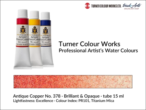 Turner Artists Watercolour Antique Copper 378 15 ml, Turner Artists Watercolour farba akwarelowa Antique Copper 378 tuba 15 ml, farba akwarelowa Antique Copper 378 Turner Artists Watercolour, farby akwarelowe Turner, akwarele Turner Artists, akwarela,