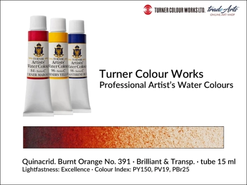 Turner Artists Watercolour Quinacridone Burnt Orange 391 15 ml, Turner Artists Watercolour farba akwarelowa Quinacridone Burnt Orange 391 tuba 15 ml, farba akwarelowa Antique Silver 381 Turner Artists Watercolour, farby akwarelowe Turner, akwarele,