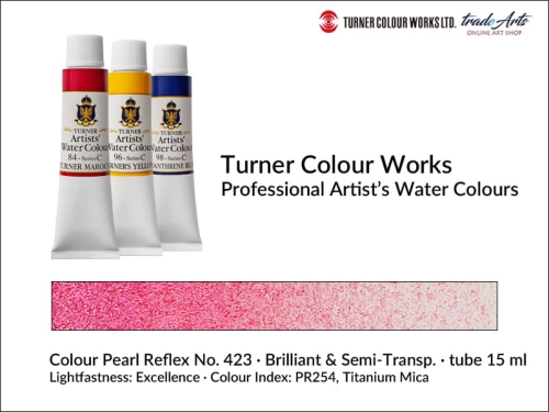 Turner Artists Watercolour Pearl Reflex Red 423 15 ml, Turner Artists Watercolour farba akwarelowa Pearl Reflex Red 423 tuba 15 ml, farba akwarelowa Pearl Reflex Red 423 Turner Artists Watercolour, farby akwarelowe Turner, akwarele Turner Artists,