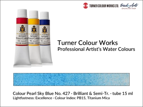 Turner Artists Watercolour Pearl Sky Blue 427 15 ml, Turner Artists Watercolour farba akwarelowa Pearl Sky Blue 427 tuba 15 ml, farba akwarelowa Pearl Sky Blue 427 Turner Artists Watercolour, farby akwarelowe Turner, akwarele Turner Artists,