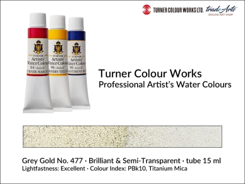 Turner Artists Watercolour Grey Gold 477 15 ml, Turner Artists Watercolour farba akwarelowa Grey Gold 477 tuba 15 ml, farba akwarelowa Grey Gold 477 Turner Artists Watercolour, farby akwarelowe Turner, akwarele Turner Artists,