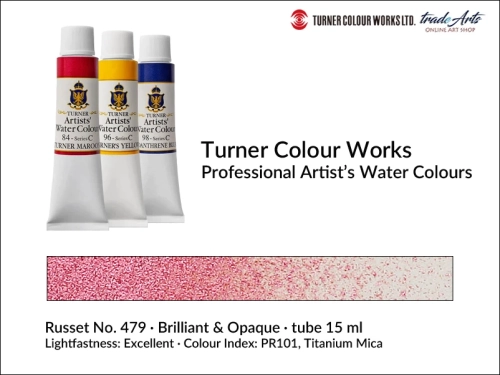 Turner Artists Watercolour Russet 479 15 ml, Turner Artists Watercolour farba akwarelowa Russet 479 tuba 15 ml, farba akwarelowa Russet 479 Turner Artists Watercolour, farby akwarelowe Turner, akwarele Turner Artists,