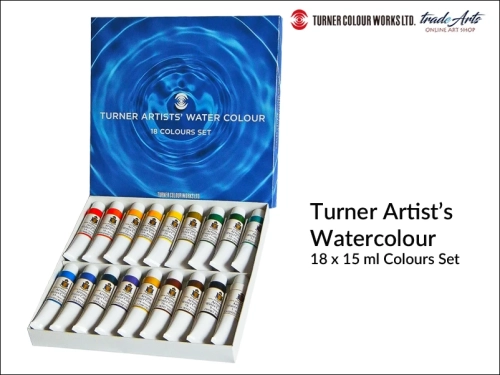 Turner Watercolour Paint Set 18 tubes x 15 ml, Turner Watercolour zestaw farb akwarelowych 18 tub x 15 ml, farby akwarelowe Turner Watercolour Set 18 tub x 15 ml, akwarele w tubach 18 tub x 15 ml Turner Watercolour Set, akwarele,