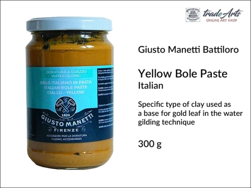 Italian Yellow Bole Paste Giusto Manetti for water gilding 300g, pulment żółty do złoceń 300 g Giusto Manetti,  Giusto Manetti pulment żółty 300 g do pozłotnictwa, pulmenty, pulment żółty, złocenia, pozłotnictwo,