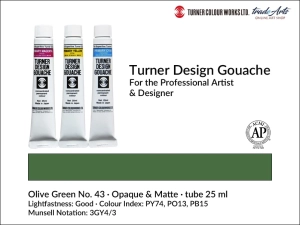  Farba gwaszowa artystyczna kryjąca Turner Design Gouache, kolor: Olive Green 43, tuba 25 ml
