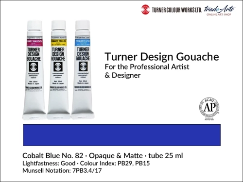 Turner Design Gouache Cobalt Blue 82 tube 25 ml, farba gwaszowa Turner Design Gouache Cobalt Blue 82 tuba 25 ml, farby gwaszowe profesjonalne Design Gouache Turner tuby 25 ml, farby gwaszowe, gwasze, Turner Design Gouache,