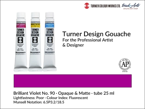Turner Design Gouache Brilliant Violet 90 tube 25 ml, farba gwaszowa Turner Design Gouache Brilliant Violet 90 tuba 25 ml, farby gwaszowe profesjonalne Design Gouache Turner tuby 25 ml, farby gwaszowe, gwasze, Turner Design Gouache,