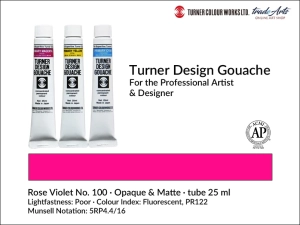  Farba gwaszowa artystyczna kryjąca Turner Design Gouache, kolor: Rose Violet 100, tuba 25 ml