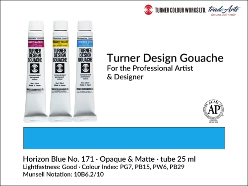 Turner Design Gouache Horizon Blue 171 tube 25 ml, farba gwaszowa Turner Design Gouache Horizon Blue 171 tuba 25 ml, farby gwaszowe profesjonalne Design Gouache Turner tuby 25 ml, farby gwaszowe, gwasze, Turner Design Gouache,