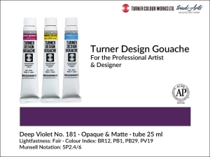  Farba gwaszowa artystyczna kryjąca Turner Design Gouache, kolor: Deep Violet 181, tuba 25 ml 