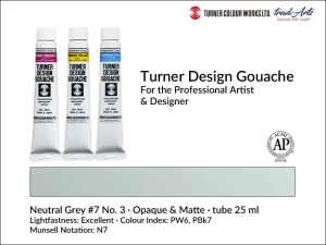  Farba gwaszowa artystyczna kryjąca Turner Design Gouache, kolor: Neutral Grey #3 7, tuba 25 ml