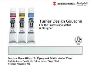  Farba gwaszowa artystyczna kryjąca Turner Design Gouache, kolor: Neutral Grey #8 2, tuba 25 ml 