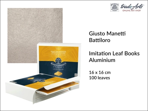 Giusto Manetti Aluminium Leaf 16x16 cm 100 leaves, Giusto Manetti szlagmetal aluminium 16x16 cm 100 płatków, szlagmetale, szlagmetal aluminium 16x16 cm, Giusto Manetti szlagmetale,