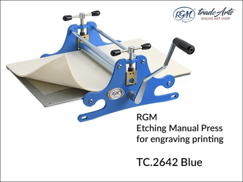 RGM Etching Press TC.2642 Blue prasa drukarska do linorytu, prasa drukarska do linorytu RGM Etching Press TC.2642 Blue, prasa do do druku wklęsłego RGM, linoryt, prasa drukarska, druk wklęsły, chalkografia, RGM, akwaforta,