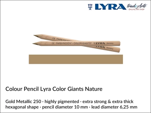 Lyra Color Giants Nature Individual Coloured Pencils, Lyra Color Giants Nature Pencil Gold Metallic 250, kredka Gold Metallic 250 Lyra Color Giants Nature, kredki Lyra Giants Nature, kredki grube Lyra Color Giants Nature na sztuki, kredki drewniane,
