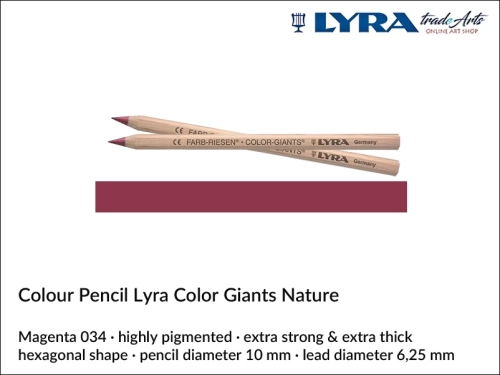 Lyra Color Giants Nature Individual Coloured Pencils, Lyra Color Giants Nature Pencil Magenta 034, kredka Magenta 034 Lyra Color Giants Nature, kredki Lyra Giants Nature, kredki grube Lyra Color Giants Nature na sztuki, kredki drewniane,