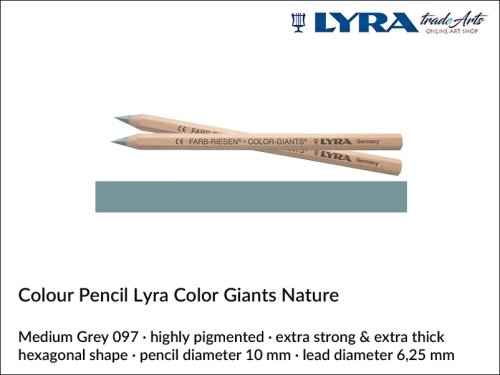 Lyra Color Giants Nature Individual Coloured Pencils, Lyra Color Giants Nature Pencil Medium Grey 097, kredka Medium Grey 097  Lyra Color Giants Nature, kredki Lyra Giants Nature, kredki grube Lyra Color Giants Nature na sztuki, kredki drewniane,
