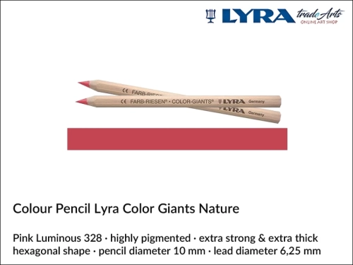 Lyra Color Giants Nature Individual Coloured Pencils, Lyra Color Giants Nature Pencil Pink Luminous 328, kredka Pink Luminous 328 Lyra Color Giants Nature, kredki Lyra Giants Nature, kredki grube Lyra Color Giants Nature na sztuki, kredki drewniane,