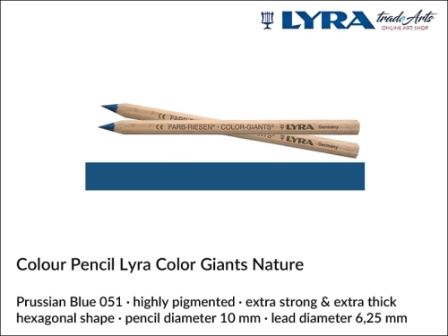 Lyra Color Giants Nature Individual Coloured Pencils, Lyra Color Giants Nature Pencil Prussian Blue 051, kredka Prussian Blue 051  Lyra Color Giants Nature, kredki Lyra Giants Nature, kredki grube Lyra Color Giants Nature na sztuki, kredki drewniane,