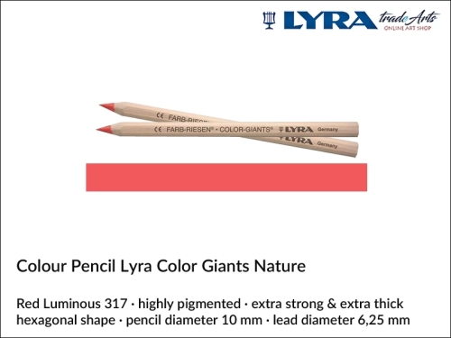 Lyra Color Giants Nature Individual Coloured Pencils, Lyra Color Giants Nature Pencil Red Luminous 317, kredka Red Luminous 317 Lyra Color Giants Nature, kredki Lyra Giants Nature, kredki grube Lyra Color Giants Nature na sztuki, kredki drewniane,