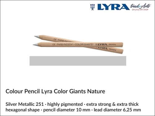 Lyra Color Giants Nature Individual Coloured Pencils, Lyra Color Giants Nature Pencil Silver Metallic 251, kredka Silver Metallic 251  Lyra Color Giants Nature, kredki Lyra Giants Nature, kredki grube Lyra Color Giants Nature na sztuki, kredki drewniane,