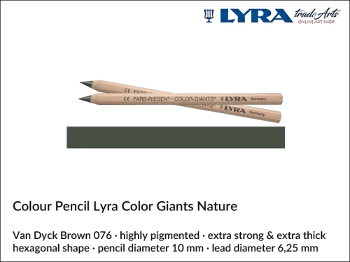 Lyra Color Giants Nature Individual Coloured Pencils, Lyra Color Giants Nature Pencil Van Dyke Brown 076, kredka Van Dyke Brown 076 Lyra Color Giants Nature, kredki Lyra Giants Nature, kredki grube Lyra Color Giants Nature na sztuki, kredki drewniane,