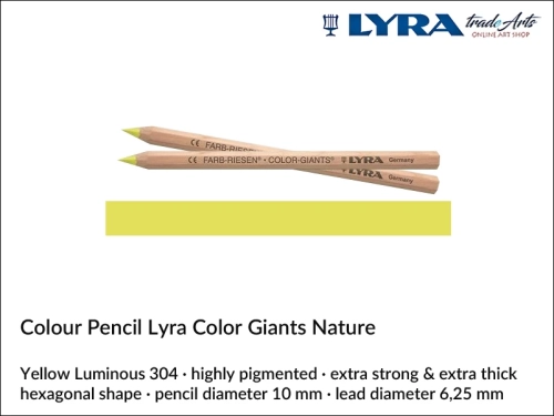 Lyra Color Giants Nature Individual Coloured Pencils, Lyra Color Giants Nature Pencil Yellow Luminous 304, kredka Yellow Luminous 304 Lyra Color Giants Nature, kredki Lyra Giants Nature, kredki grube Lyra Color Giants Nature na sztuki, kredki drewniane,