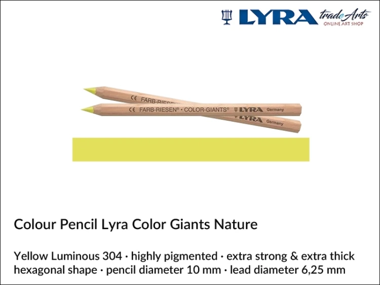 Lyra Color Giants Nature Individual Coloured Pencils, Lyra Color Giants Nature Pencil Yellow Luminous 304, kredka Yellow Luminous 304 Lyra Color Giants Nature, kredki Lyra Giants Nature, kredki grube Lyra Color Giants Nature na sztuki, kredki drewniane,