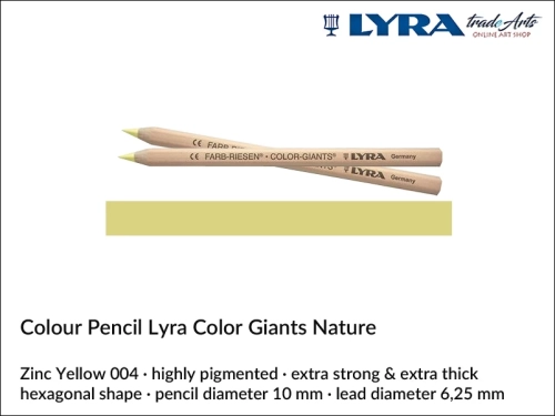 Lyra Color Giants Nature Individual Coloured Pencils, Lyra Color Giants Nature Pencil Zinc Yellow 004, kredka Zinc Yellow 004 Lyra Color Giants Nature, kredki Lyra Giants Nature, kredki grube Lyra Color Giants Nature na sztuki, kredki drewniane,