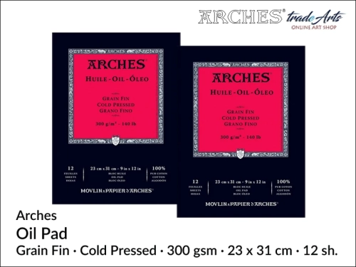Arches Oil Pad 300 gsm CP 23x31 cm, Arches blok do techniki olejnej 23x31 cm CP 300 gsm, bloki do farb olejnych Arches, pad Arches Oil CP 300 gsm 23x31 cm, farby olejne, Arches, bloki olejne  białe, Arches Oil Pad White,