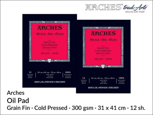 Arches Oil Pad 300 gsm CP 31x41 cm, Arches blok do techniki olejnej 31x41 cm CP 300 gsm, bloki do farb olejnych Arches, pad Arches Oil CP 300 gsm 31x41 cm, farby olejne, Arches, bloki olejne  białe, Arches Oil Pad White,