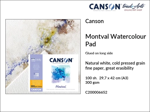 Canson Montval Pad glued, Canson Montval pad do farb akwarelowych klejony 29,7 x 42 cm, pad do akwareli klejony 29,7 x 42 cm Canson Montval, pad do akwareli Canson Montval, techniki mokre, gwasz, tempera, akwarela, Montval,