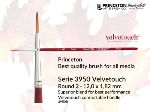 Princeton Velvetouch 3950 Synthetic Blend Round 2, pędzel uniwersalny okrągły Princeton Velvetouch 3950R2, pędzle okrągłe Princeton Velvetouch, pędzle do akryli Princeton Velvetouch, pędzle precyzyjne Velvetouch,