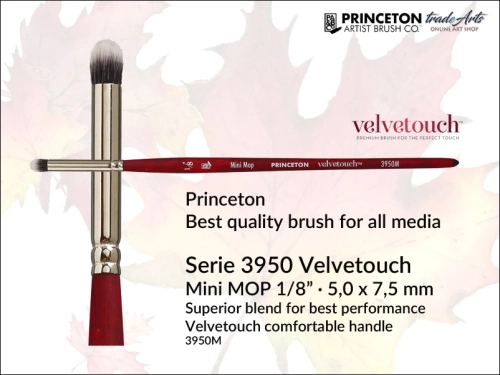 Pędzle uniwersalne Princeton Velvetouch 3950 Round, pędzel uniwersalny Princeton Velvetouch 3950 Mini MOP, Princeton Velvetouch 3950 pędzel MOP okrągły uniwersalny, Princeton Velvetouch 3950 pędzle syntetyczne uniwersalne,
