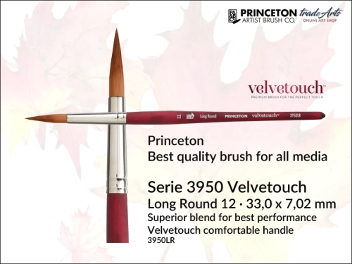 Princeton 3950 Velvetouch Round pędzel okrągły do farb akrylowych, Princeton 3950 Velvetouch Long Round pędzel okrągły do farb olejnych, Princeton 3950 Velvetouch Long Round pędzle okrągłe do akwareli, pędzle uniwersalne okrągłe Princeton Velvetouch,