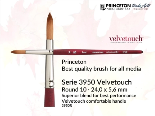 Princeton 3950 Velvetouch Round pędzel okrągły do farb akrylowych, Princeton 3950 Velvetouch Round pędzel okrągły do farb olejnych, Princeton 3950 Velvetouch Round pędzle okrągłe do akwareli, pędzle uniwersalne okrągłe Princeton Velvetouch,