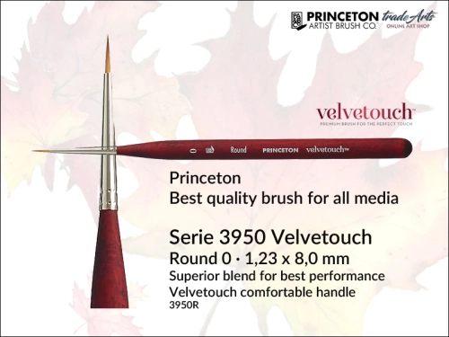 Pędzel akwarelowy okrągły Princeton 3950 Velvetouch Mini Round 0, pędzel do farb akrylowych okrągły Princeton Velvetouch 3950 Mini Round 0, pędzel uniwersalny okrągły Princeton Velvetouch Mini Round 0, pędzle okrągłe Velvetouch,