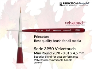 Pędzel uniwersalny okrągły  Princeton Velvetouch 3950 Synthetic Blend Mini Round, rozmiar  20/0  