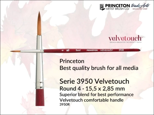 Princeton Velvetouch 3950 Synthetic Blend Round 4, pędzel uniwersalny okrągły Princeton Velvetouch 3950R4, pędzle okrągłe Princeton Velvetouch, pędzle do akryli Princeton Velvetouch, pędzle precyzyjne Velvetouch,