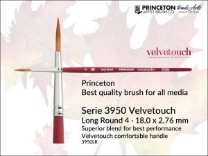Pędzel uniwersalny okrągły  Princeton Velvetouch 3950 Synthetic Blend Long Round, rozmiar:  LR 4